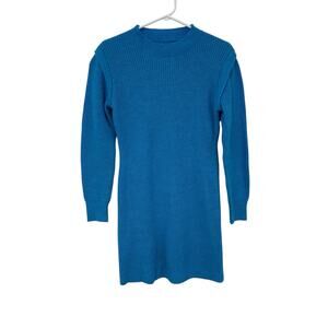 NWT Camisa Blue Long Sleeve Knit Layered Cotton Blend Sweater Dress Womens Small